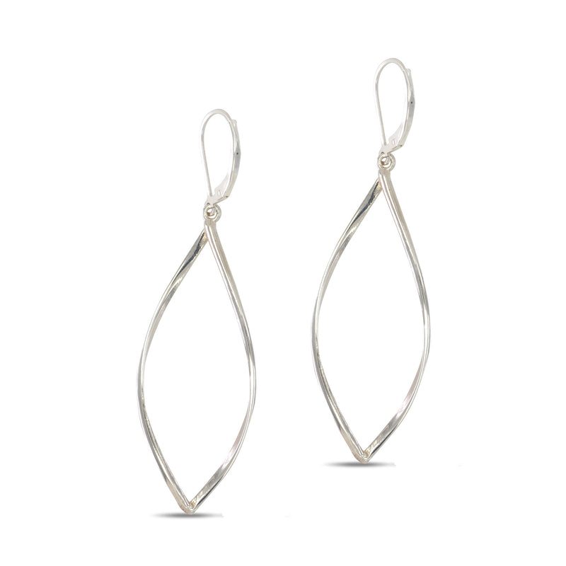 Open Leaf Silver Dangle Earrings, Sterling Silver