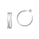 Wavy Design Hoop Earrings, 1 Inch, Sterling Silver