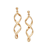 Open Twirl Dangle Earrings, Yellow Gold Plating