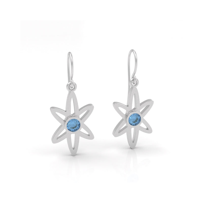 Blue Topaz Galaxy Dangle Earrings, Sterling Silver