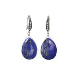 Faceted Lapis and White Sapphires Drop Earrings, Sterling Silver