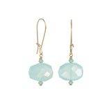 Faceted Peru Chalcedony Drop Earrings, Sterling Silver and Gold Plating