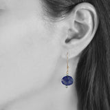 Faceted Lapis Drop Earrings, Sterling Silver and Gold Plating