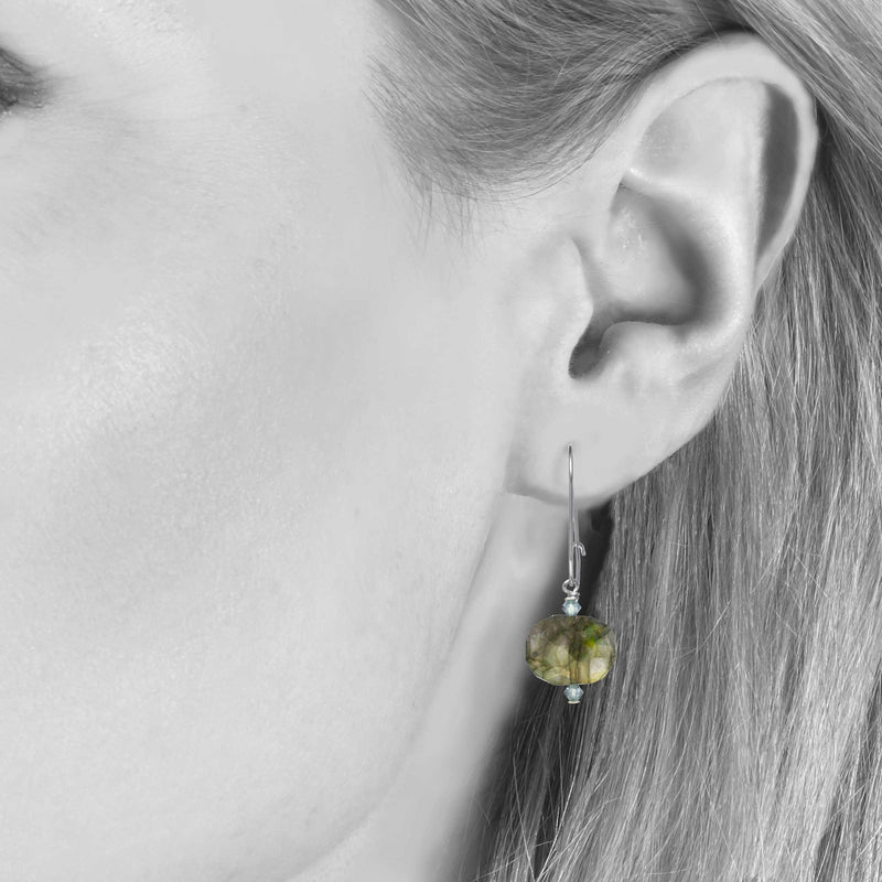 Faceted Labradorite Drop Earrings, Sterling Silver