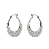Hammered Round Hoop Earrings, Sterling Silver