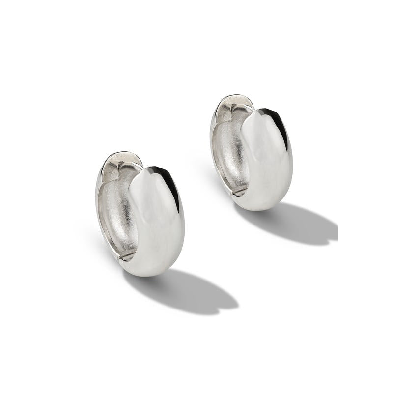 Puffy Huggie Hoop Earrings, Sterling Silver