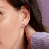 Desire Love Story Heart Stud Earrings, Sterling Silver