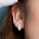 Coast Tumble Pavé CZ J Hoop Earrings, Sterling Silver