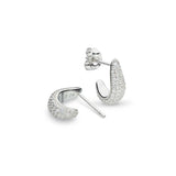 Coast Tumble Pavé CZ J Hoop Earrings, Sterling Silver