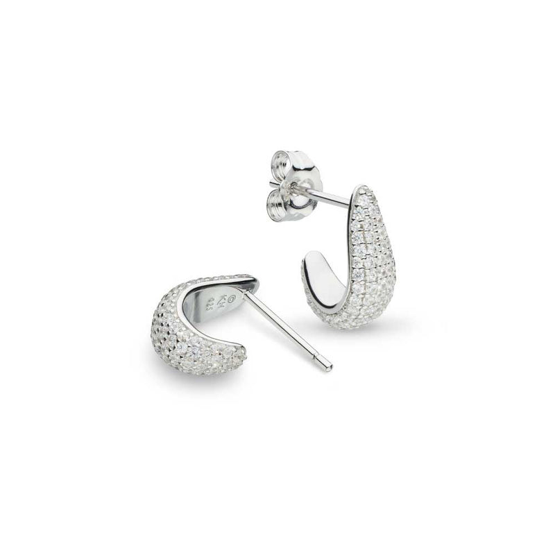 Coast Tumble Pavé CZ J Hoop Earrings, Sterling Silver