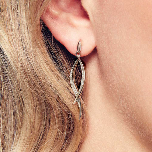 Kit Heath Twist Pavé CZ Drop Earrings, Sterling Silver