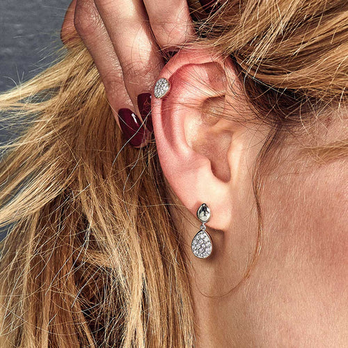 Coast Pebble Pavé CZ Drop Earrings, Sterling Silver