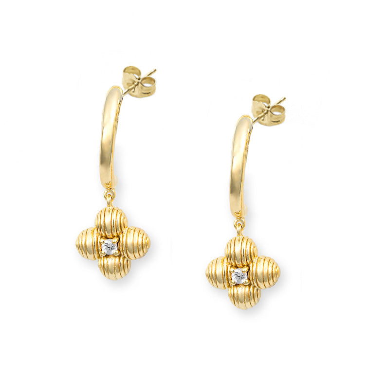Textured Dangle Earrings, Sterling and Gold Plating