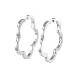 Scalloped Hoop Earrings, 1.25 Inches, Sterling Silver