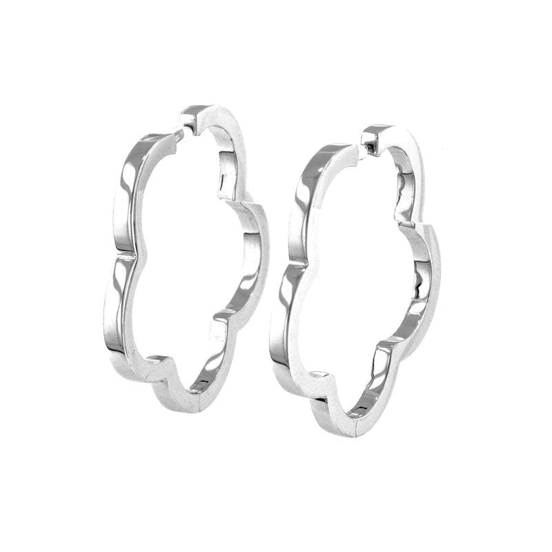 Scalloped Hoop Earrings, 1.25 Inches, Sterling Silver