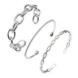 Harmony Cuff Bracelets, Set of 3, 14K White Gold Plated