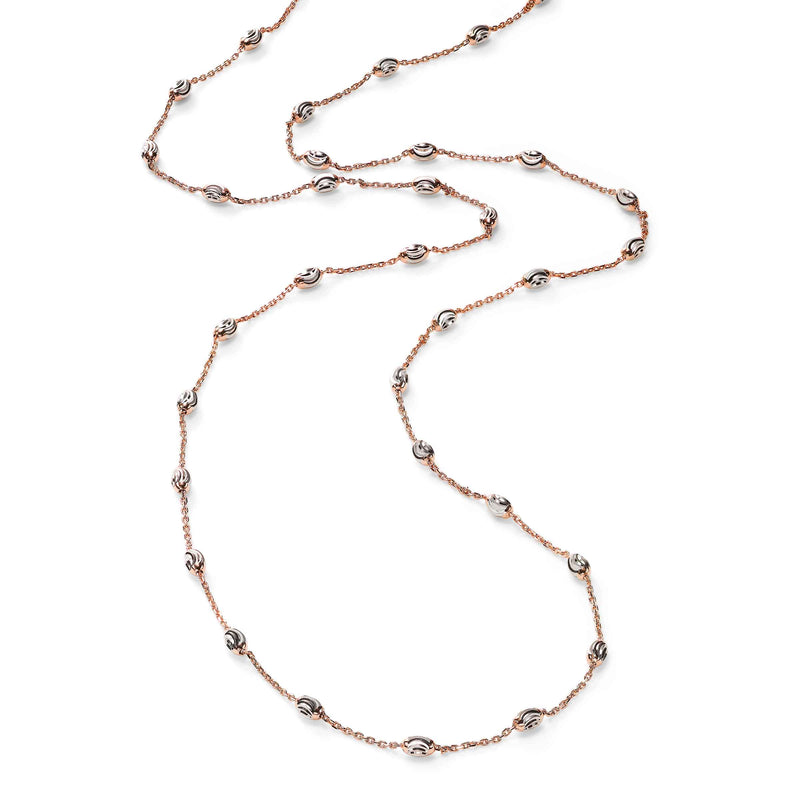 Moon Bead Necklace, Sterling with 18K Rose Gold Plating