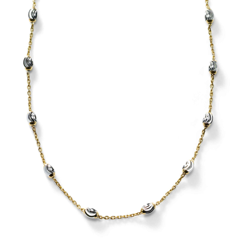 Bead Necklace, 16 Inches, Sterling with 18K Yellow Gold Plating