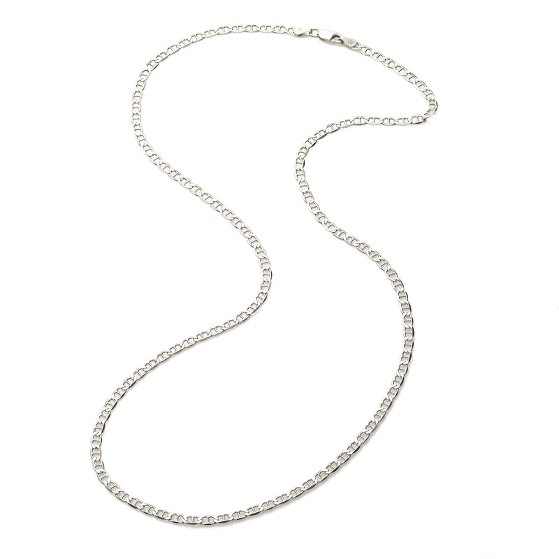 Flat Mariner Link Chain, 20 Inches, Sterling Silver