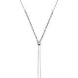Adjustable Lariat Style Bead Necklace, Sterling Silver