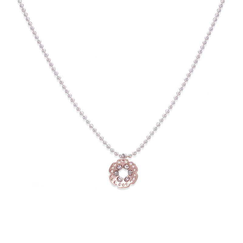 Open Design Flower Pendant, Sterling with 18K Rose Gold Plating
