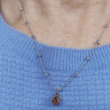 Two Tone Open Heart Dangle Necklace, Sterling Silver and 18K Rose Gold