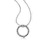 Open Circle Diamond Cut Bead Pendant, Sterling Silver