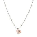 Three Dimensional Heart Charm Necklace, Sterling with 18K Rose Gold Plating