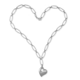 Satin Finish Heart Charm Necklace, Sterling Silver