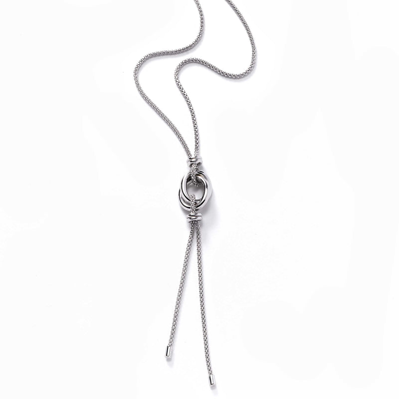 Lariat Style Chain Necklace, Sterling Silver