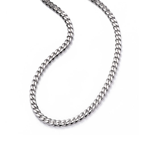 Unisex Curb Chain Necklace, 23.50 Inches, Sterling Silver