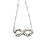Beaded Infinity Plaque Necklace, Sterling Silver and Gold Plating
