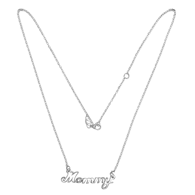 Mommy Script Necklace, Sterling Silver