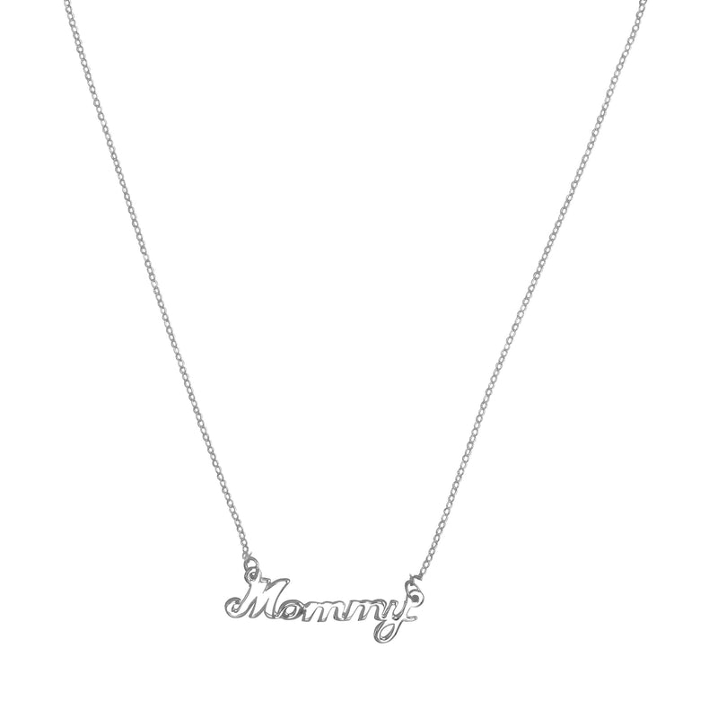 Mommy Script Necklace, Sterling Silver
