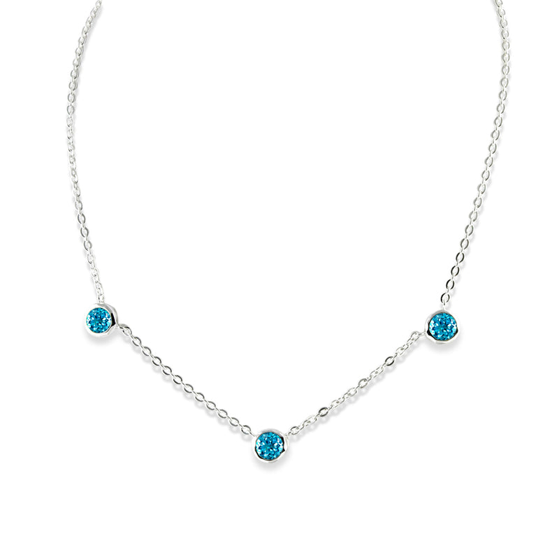 Bezel Set Blue Topaz Necklace, Sterling Silver