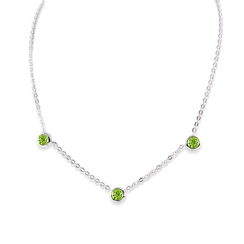 Bezel Set Peridot Necklace, Sterling Silver
