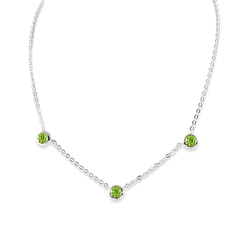 Bezel Set Peridot Necklace, Sterling Silver