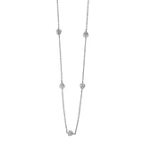 Diamond Hearts Station Necklace, 36 Inches, Sterling Silver