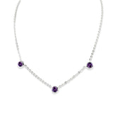 Bezel Set Amethyst Necklace, Sterling Silver