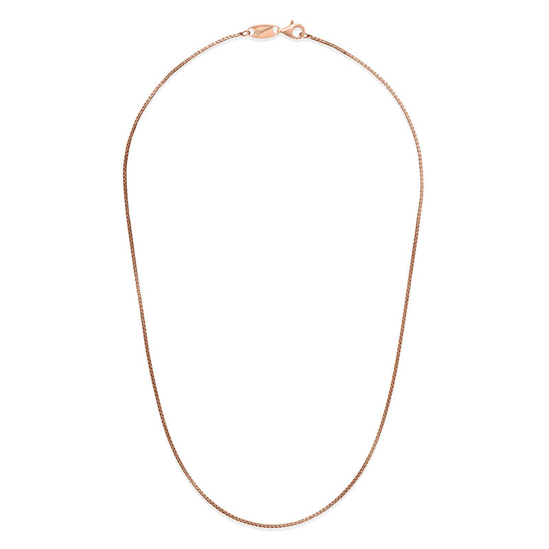 Round Box Chain, 16, 18 or 22 Inches, Rose Plated Silver