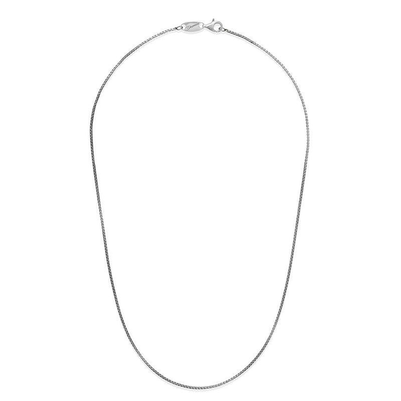 Round Box Chain, 16, 18 or 22 Inches, Sterling with Rhodium Plating