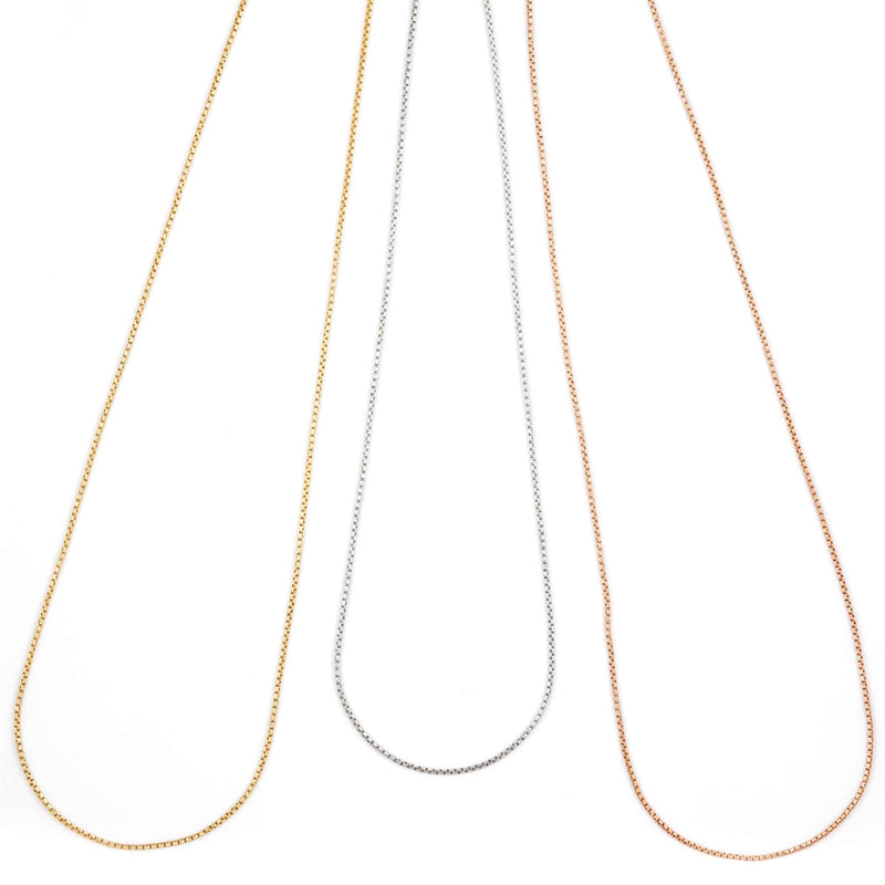 Round Box Chain, 16, 18 or 22 Inches, Sterling with Rhodium Plating