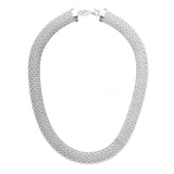 Wide Bismark Chain Necklace, Sterling Silver with Rodium Plating