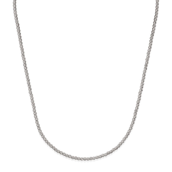 Small Bead Necklace, Sterling Silver with Rhodium Plating