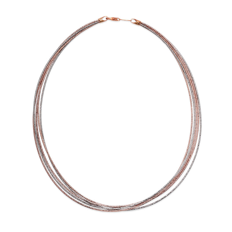 Five Strand Wire Necklace, Sterling and 18K Rose Gold Plating