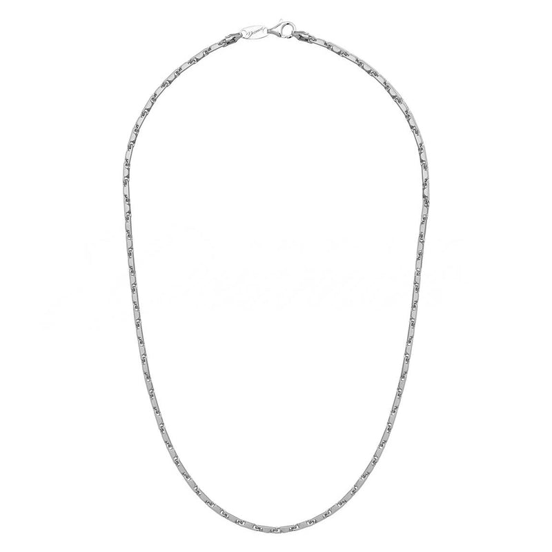 Solid Bullet Chain Necklace, 24 Inches, Sterling with Rhodium Plating