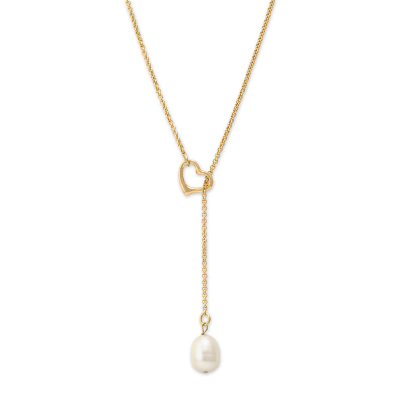 Lariat Style Freshwater Pearl Necklace, Gold Filled