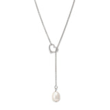 Lariat Style Freshwater Pearl Necklace, Sterling Silver