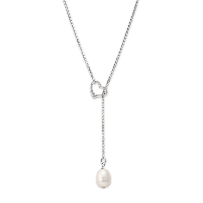 Lariat Style Freshwater Pearl Necklace, Sterling Silver