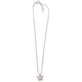Pink and Green Enamel Butterfly Pendant, Sterling Silver